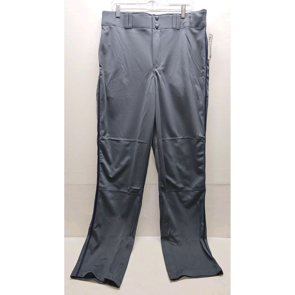 Champro Open Bottom Baseball Pants Mens Large Gray Navy Blue Braided Stripe NWT